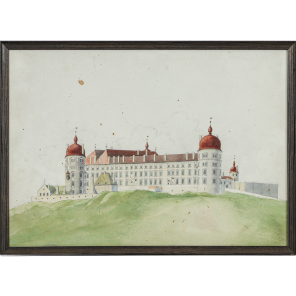 Fritiof Åberg, akvarell, "Uppsala Slott", 1950