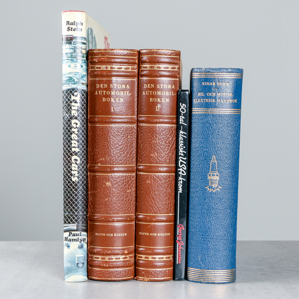Böcker, 5 st, bla. "Den stora automobilboken",