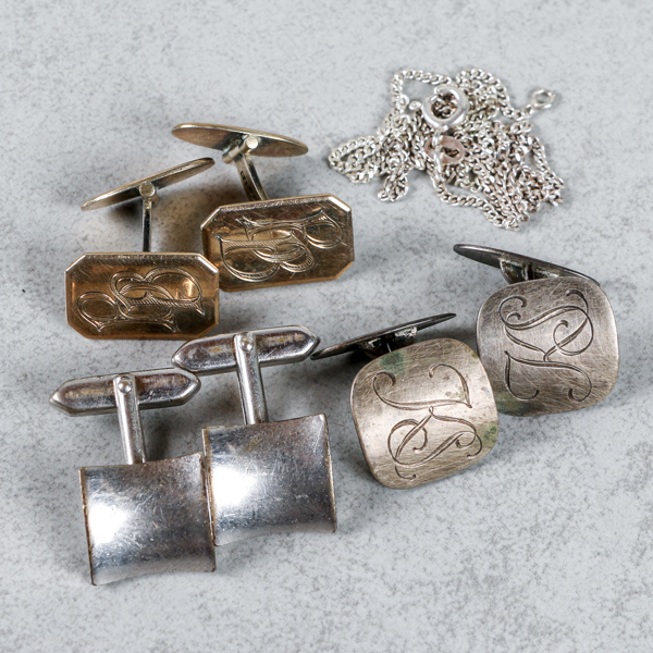 Manschettknappar och halsband, 4 delar, silver, 31g