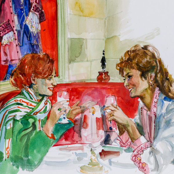 Gerd Miller, gouache på papp, osignerad