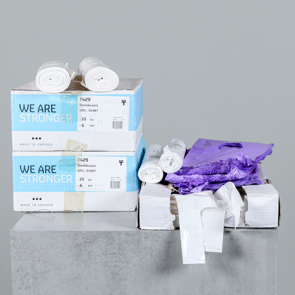 Storkökssäckar, 20 st a´125 liter samt plastpåsar i olika storlekar