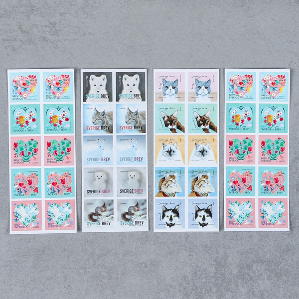 Frimärkshäften, 6st, á 10st frimärken per häfte