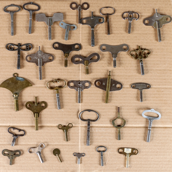 Klocknycklar, ca 30 st