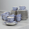 Kaffeservis, 28 delar, "Cobalt net", Lomonosov, Ryssland, 1900-talets andra hälft.