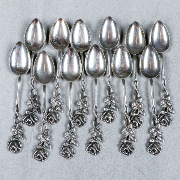 Teskedar, 12st, silver, 131g