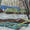 Stanislaw Kamocki (1875-1944), olja, Bro över bäck 