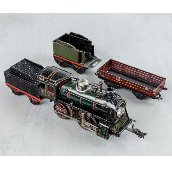 Modelltåg, lok samt 3 st vagnar, bla KBN Karl Bub Nürnberg, Märklin