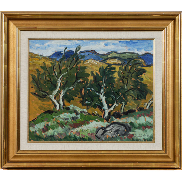 Gunnar Lindberg (1915-1997), olja på pannå