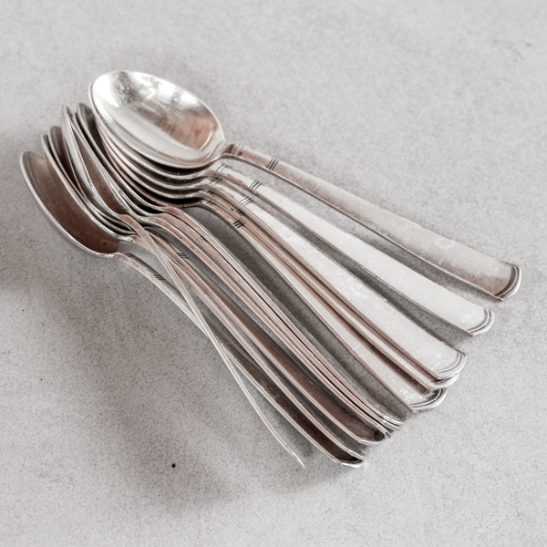 Kaffeskedar, 12st, silver, 143g