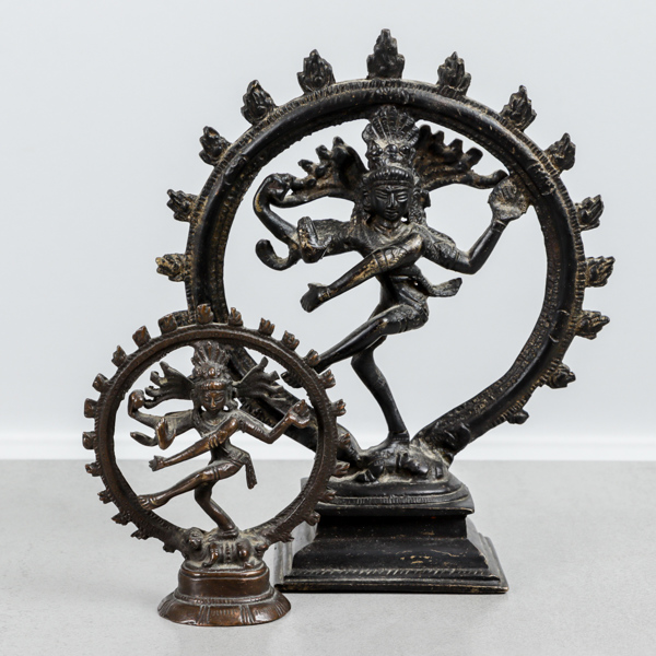 Skulpturer, 2st, brons, "Shiva Nataraja"