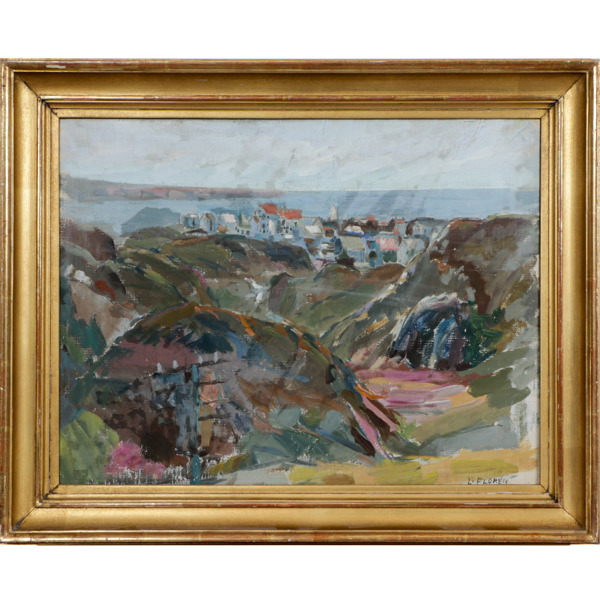 Lars Florén (1889-1979), olja på duk, "Byn vid Havet", signerad