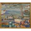 Folke Persson 1905-1964), olja på duk, Hamnmotiv, signerad