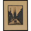 Ernst Nilsson, "Serenad Åsgränd, Uppsala, signerad, träsnitt", träsnitt