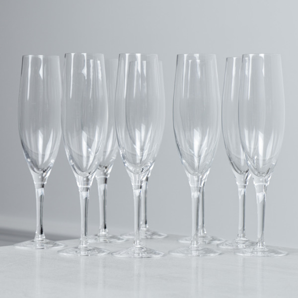 Nils Landberg, champagneglas, 9 st, "Illusion", Orrefors  