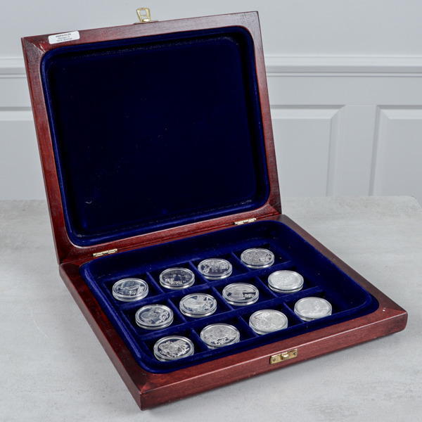 Minnesmedaljer, 12st, sterling silver, 324g