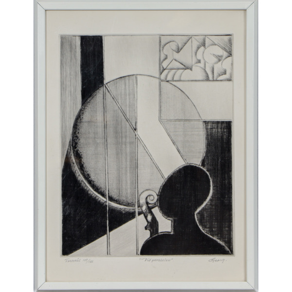 Georg Nilsson (1908-1988), "Vid parabolen", torrnål, Signerad 