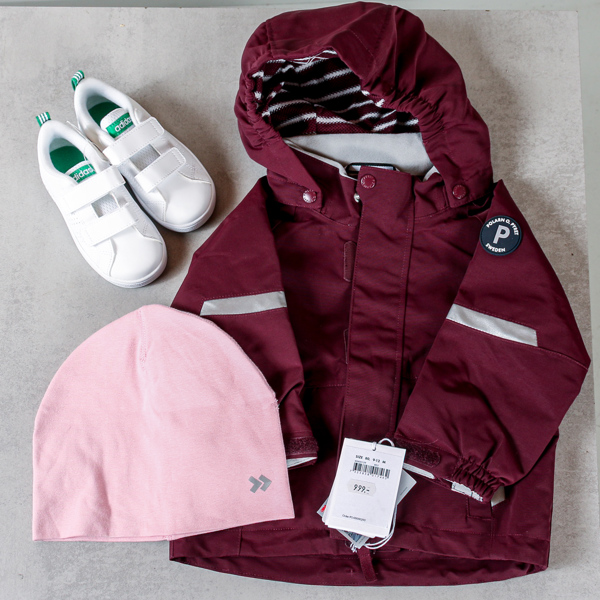 Barnjacka, Polarn o. Pyret, strl cl 80, samt sneakers, Adidas, strl 24, oanvända