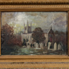 Oidentifierad konstnär, 2 st kyrkomotiv, olja på pannå, 1800-tal 