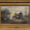 Oidentifierad konstnär, 2 st kyrkomotiv, olja på pannå, 1800-tal 