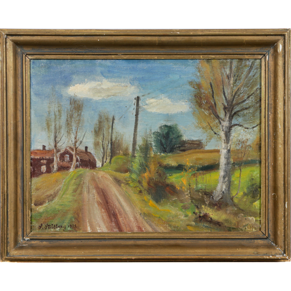 Sven Stålberg (1893-1973), byväg, olja på duk, signerad samt daterad