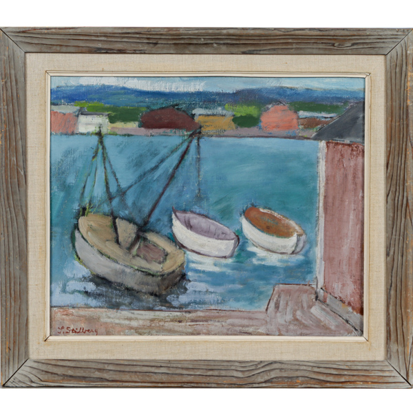 Sven Stålberg (1893-1973), fiskeby, olja på duk, signerad