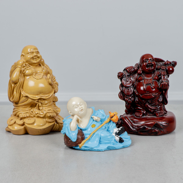 Buddha, 3 st, konstmassa