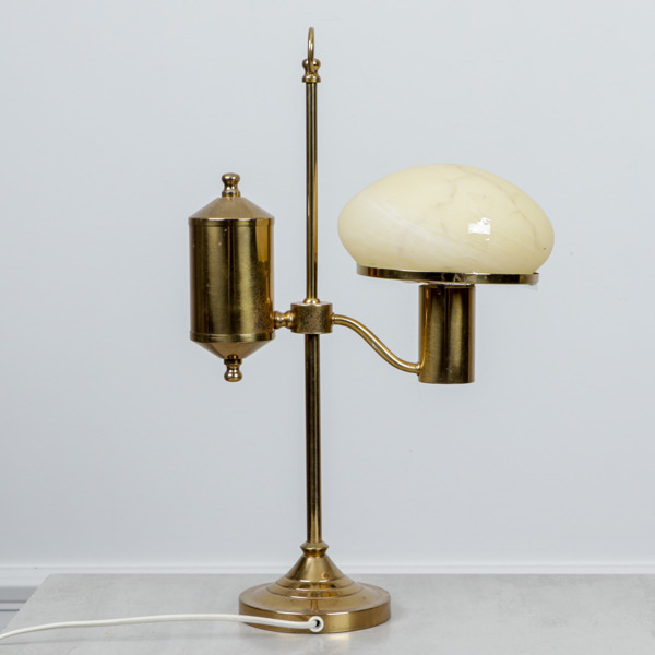 Bordslampa, mässing, glaskupa