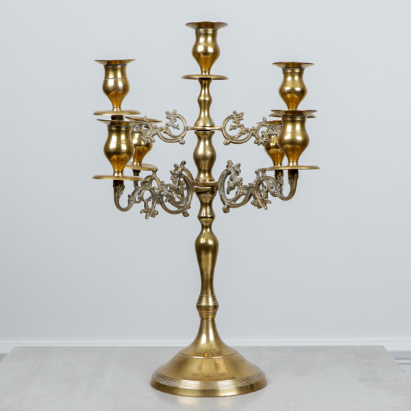 Kandelaber, mässing, för 7 ljus, 1900-talets senare del