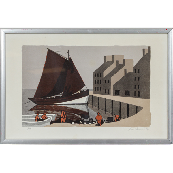 Lars Norrman, Fiskare, litografi, signerad