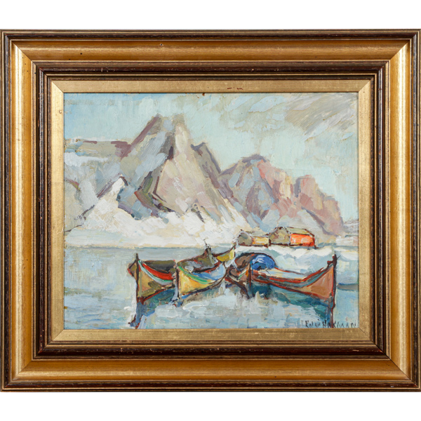 Knut Norman, olja på pannå, signerad