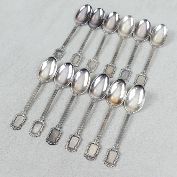 Kaffeskedar, 12st, silver, Norge, 98g