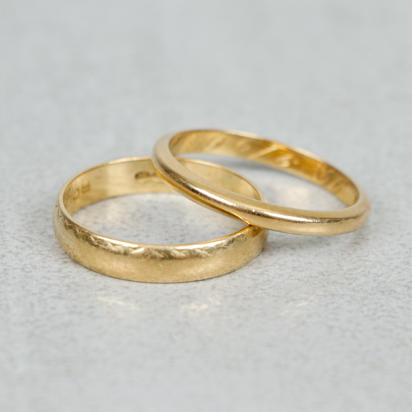 Ringar, 2st, Guld 18k, 5.1g