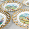 Assietter, 6 st, Fågelmotiv, förgylld gallerkant, Rörstrand, sekelskifte 1800/1900.