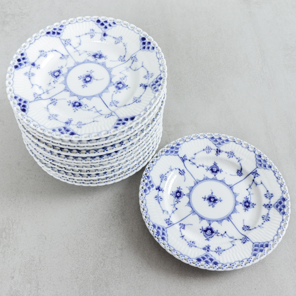 Assietter, 12 st, Musselmalet, helblond, Royal Copenhagen