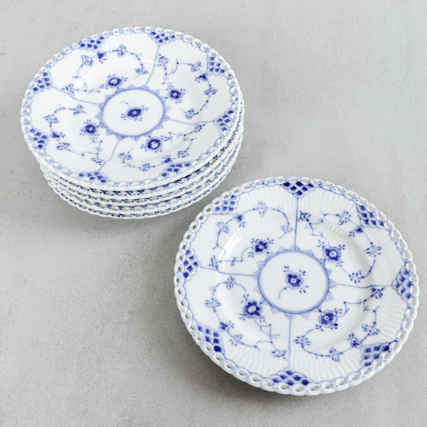 Assietter, 6 st, Musselmalet, helblond, Royal Copenhagen