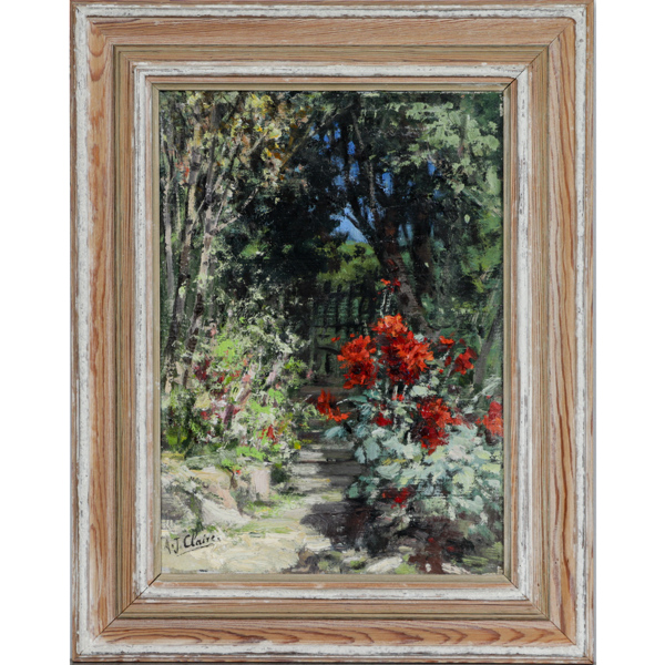 Auguste Jean Claire (1881-1970), Blommande trädgård, olja på duk
