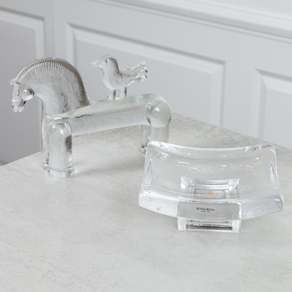 Bertil Vallin, konstglas 2 delar, Kosta Boda