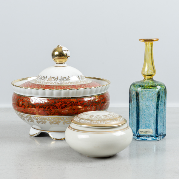 Lockaskar 2st, Bavaria, samt Flaska Bertil Vallin, Kosta Boda