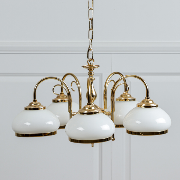 Taklampa, mässing, glaskupor, 2000-tal