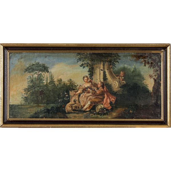 Oidentifierad konstnär, Rokokopar i trädgård, olja på duk, 1700-tal
