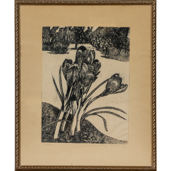 Maja Fjaestad (1873-1961), "Krokus", Handtryck, signerad samt daterad 1917