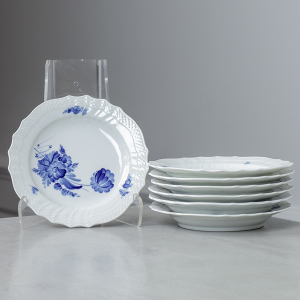 Assietter, 7 st "Blå Blomst", porslin, Royal Copenhagen