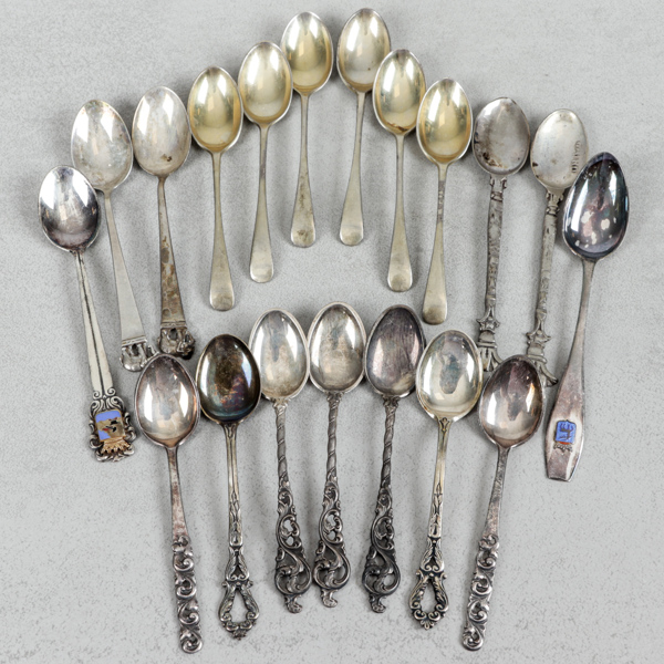 Kaffeskedar, 19st, silver, 167g