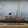 Diorama med skeppsmodell, 1800/1900-tal 