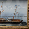 Diorama med skeppsmodell, 1800/1900-tal 