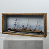 Diorama med skeppsmodell, 1800/1900-tal 