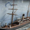 Diorama med skeppsmodell, 1800/1900-tal 