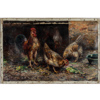 Oidentifierad konstnär, Pickande Höns, olja på duk, troligtvis England, 1800/1900-tal