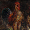 Oidentifierad konstnär, Pickande Höns, olja på duk, troligtvis England, 1800/1900-tal