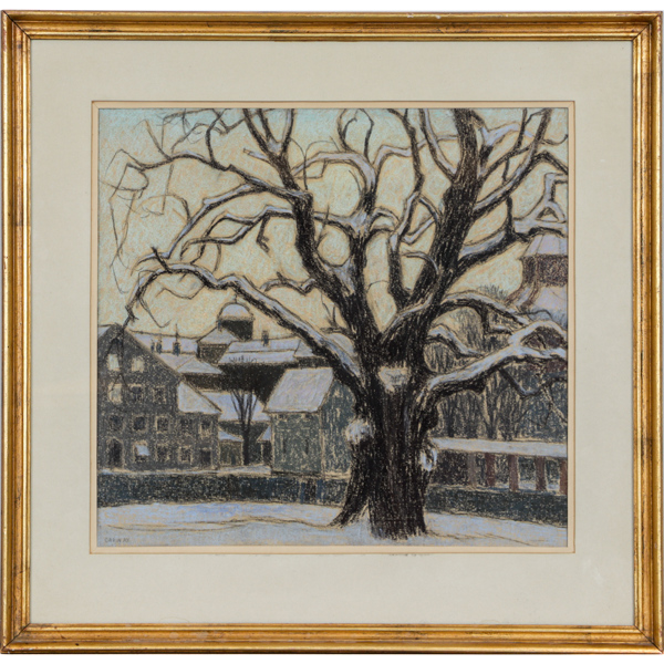 Carin Ax (1915-2006), "Vintereftermiddag vid ån", pastell, signerad 